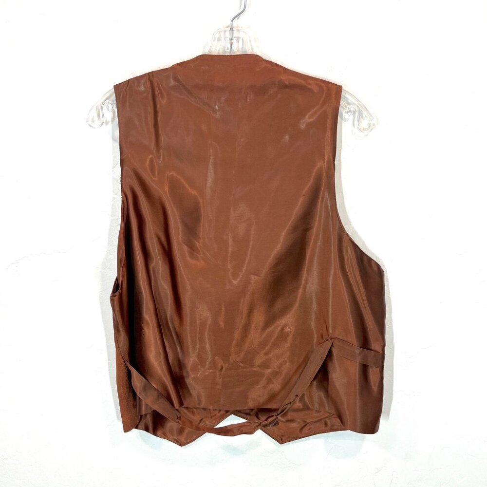 Monsoon Brown genuine Suede Button front vest Size 12 women unisex V-neck - Picture 6 of 9